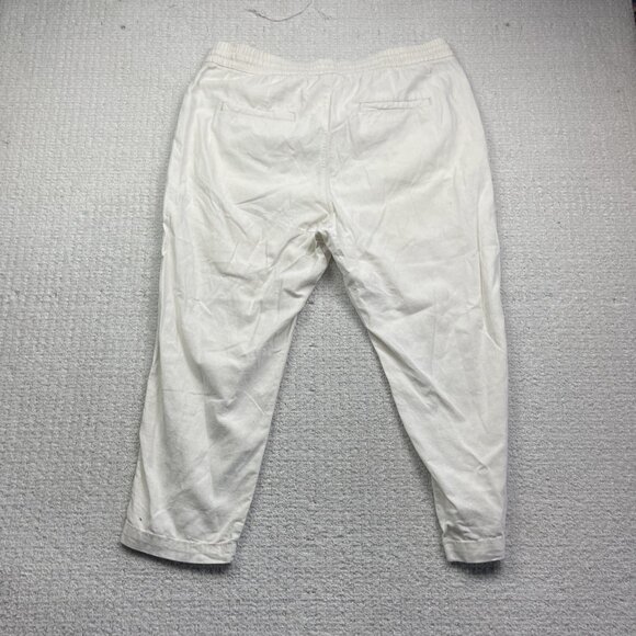GAP Factory Store Linen Drawstring Pants Women Sz XL Ivory Wide Leg Comfty - Picture 8 of 11